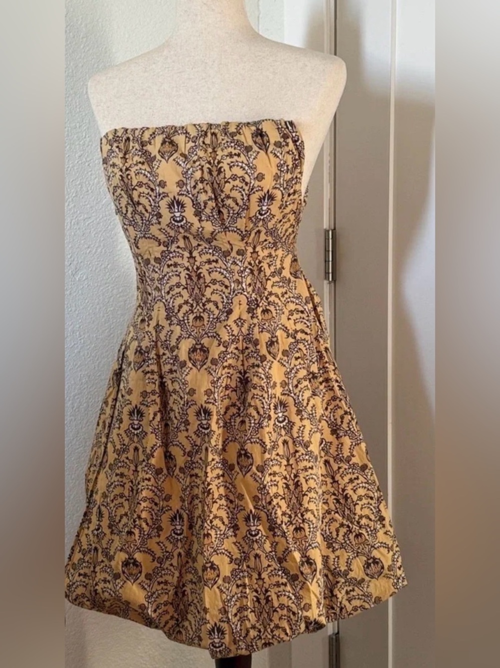 Anthropologie Cotton Strapless Bubble Hem Dress sz 2